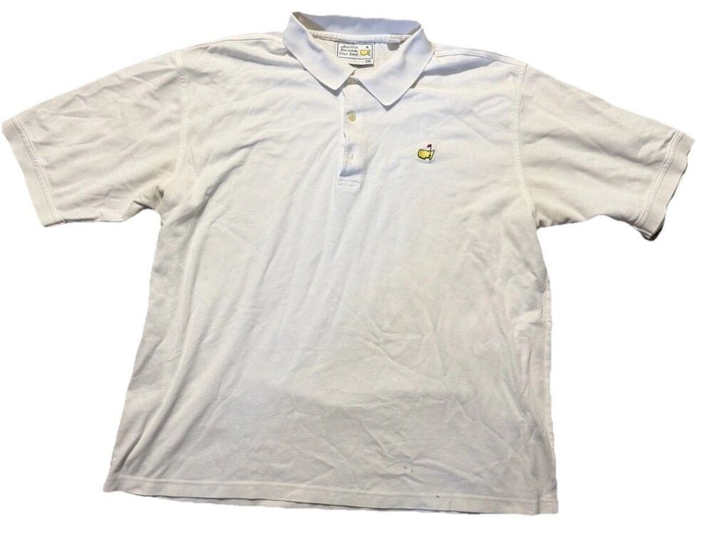 Masters Augusta National Golf Shop Polo Shirt Mens Large White Embroidered Logo